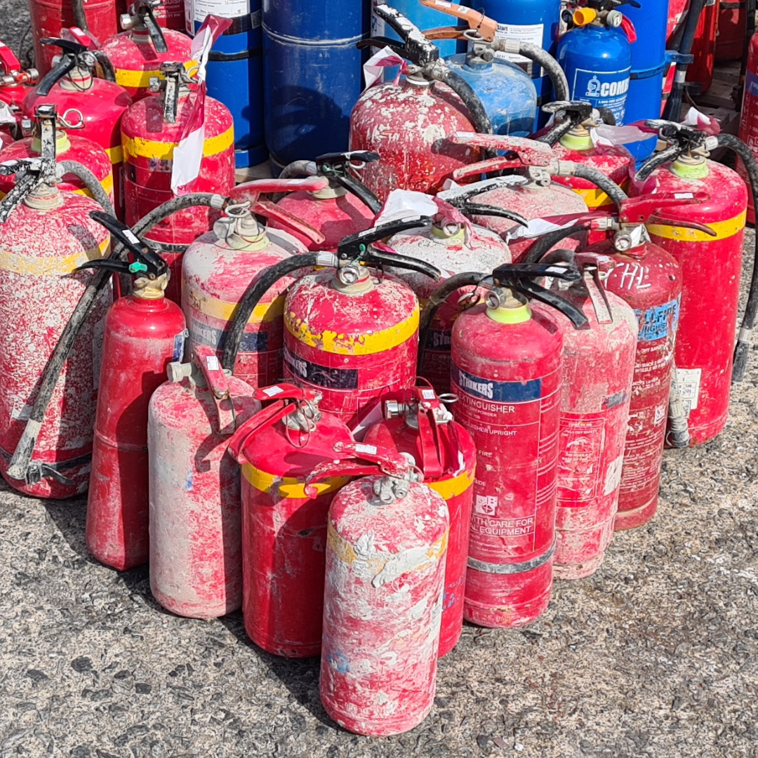 weathered fire extinguishers